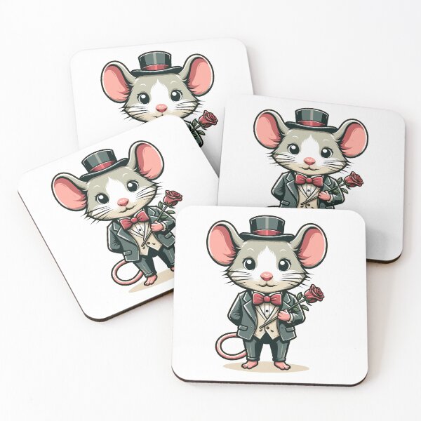 Item preview, Funny Mouse Gentleman with Rose Cute Romantic Design designed and sold by CyfroweMysli.