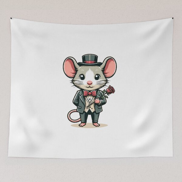 Item preview, Funny Mouse Gentleman with Rose Cute Romantic Design designed and sold by CyfroweMysli.