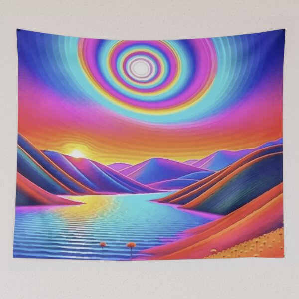 Item preview, Psychedelic River Sunset Surreal Landscape Art designed and sold by Far Out Goods.