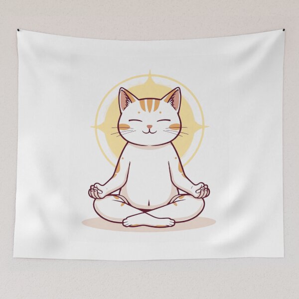 Item preview, Calm Meditation Cat in Zen Pose designed and sold by funnyshop222.