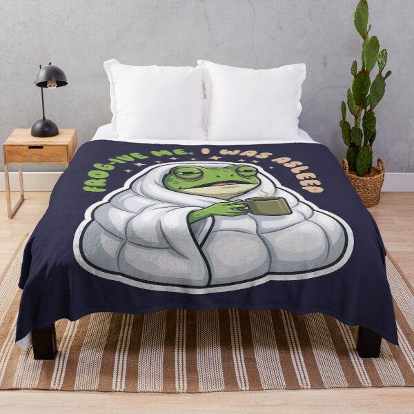 Item preview, Funny Tired Frog in Blanket Frog-ive Me I Was Asleep designed and sold by LinaValearte.