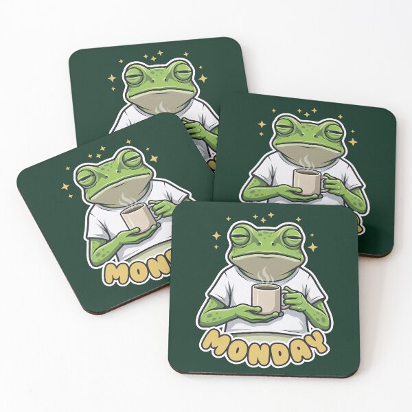 Item preview, Funny Monday Frog Coffee Lover Sleepy Aesthetic Art designed and sold by LinaValearte.