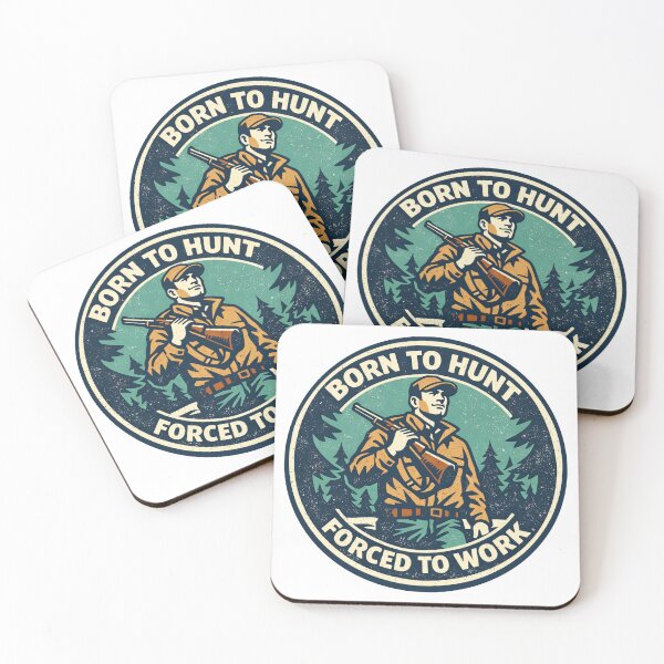 Artikelvorschau, Aufkleber „Geboren zum Jagen, gezwungen zu arbeiten“ | Vintage-Jagddesign | Geschenk für Jäger | Retro-Outdoor-T-Shirt entworfen und verkauft von Fierce Wave Supply Co..