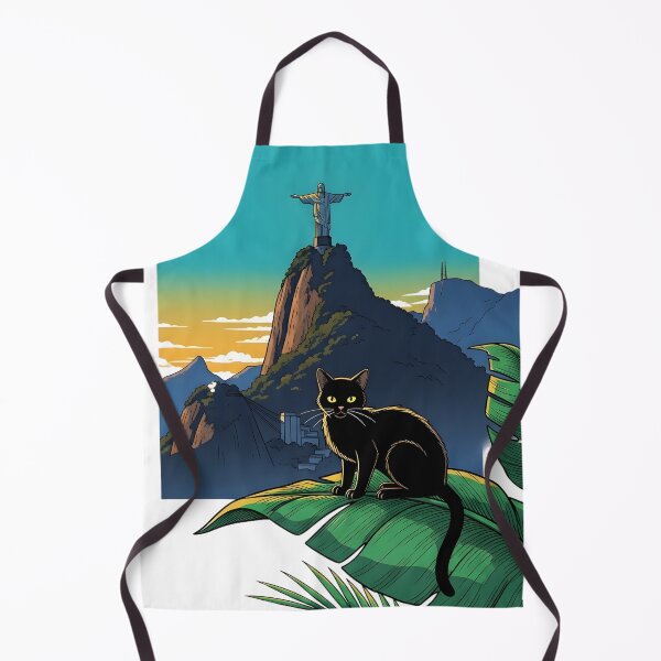 Item preview, Golden Hour Rio Cat – Aesthetic Black Cat in Rio de Janeiro Sunset Illustration designed and sold by InfinitePawBond.