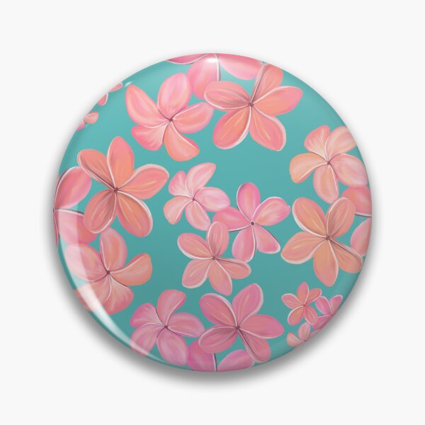 Item preview, Pink and Coral Plumeria on Aqua designed and sold by PD-Coastal.