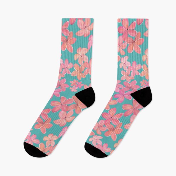Item preview, Pink and Coral Plumeria on Aqua designed and sold by PD-Coastal.