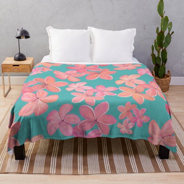 Item preview, Pink and Coral Plumeria on Aqua designed and sold by PD-Coastal.