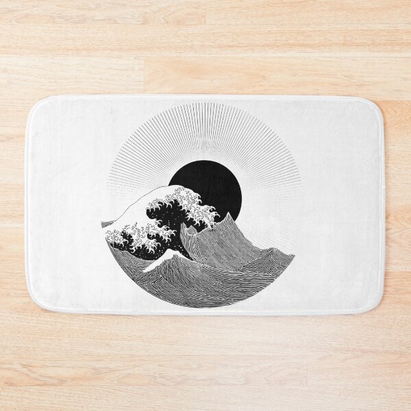 Item preview, Great Wave Circle Sun | Japanese Black and White Art designed and sold by TypoArtPrints.