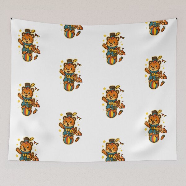Item preview, Cute Circus Tiger Balancing on Ball – Whimsical Illustration designed and sold by Joyfulfabric.