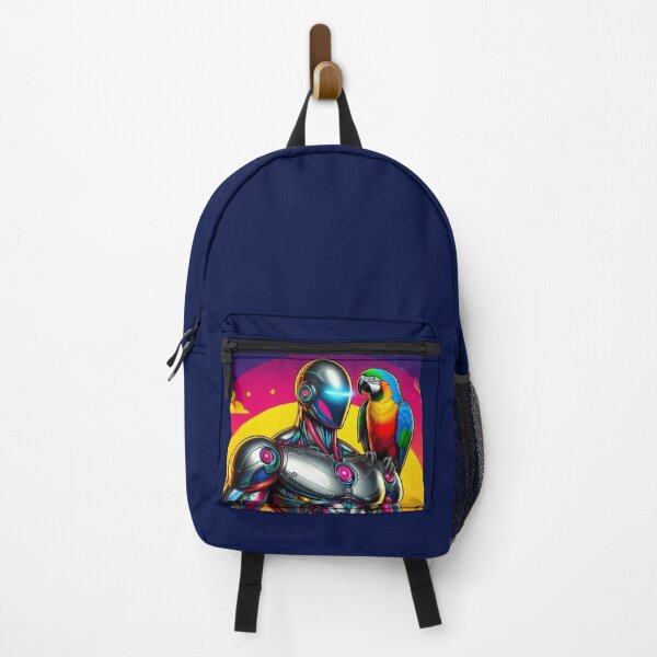 Item preview, "Cyberpunk Robot with Neon Parrot" designed and sold by Dogandesighn.