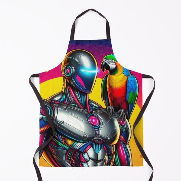 Item preview, "Cyberpunk Robot with Neon Parrot" designed and sold by Dogandesighn.