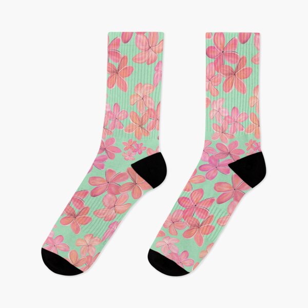 Item preview, Pink and Coral Plumeria on Pistachio Green designed and sold by PD-Coastal.