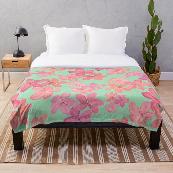 Item preview, Pink and Coral Plumeria on Pistachio Green designed and sold by PD-Coastal.
