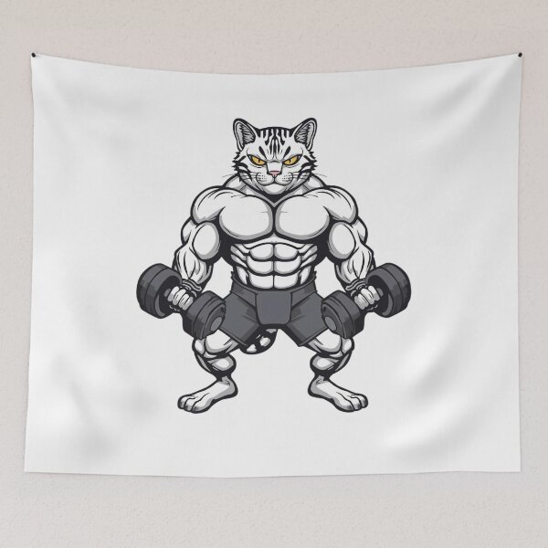 Item preview, Muscular Gym Cat Lifting Weights designed and sold by funnyshop222.