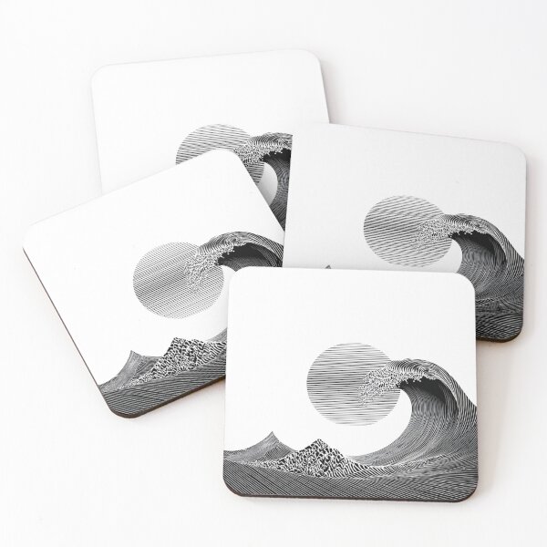 Item preview, Japanese Wave Sun Geometric | Minimalist Black and White Ocean Art designed and sold by TypoArtPrints.
