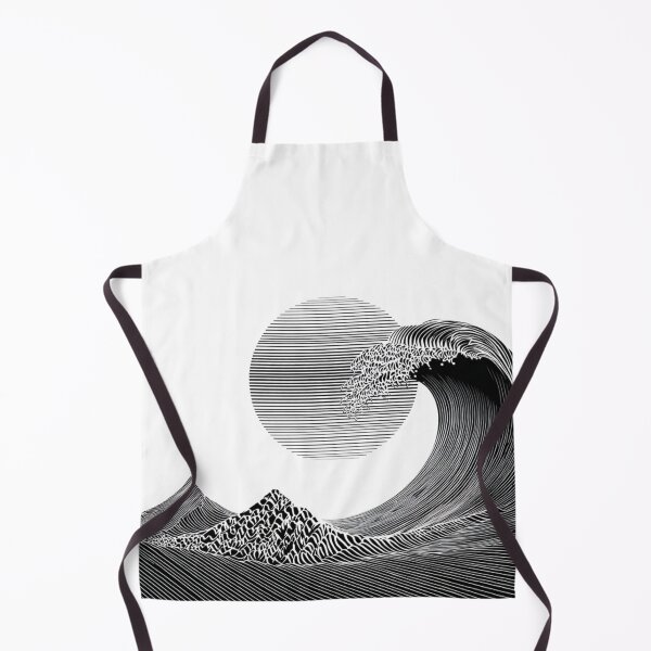 Item preview, Japanese Wave Sun Geometric | Minimalist Black and White Ocean Art designed and sold by TypoArtPrints.