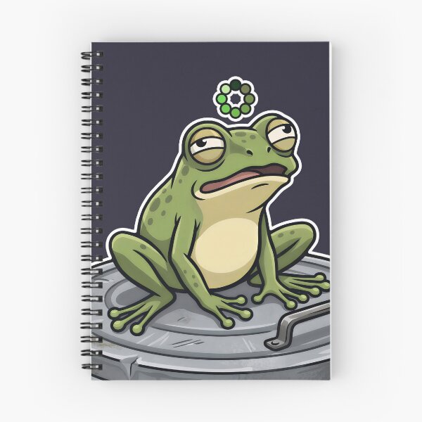 Item preview, Funny Tired Frog Sitting on Trash Can Lid Still Loading designed and sold by LinaValearte.