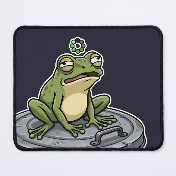Item preview, Funny Tired Frog Sitting on Trash Can Lid Still Loading designed and sold by LinaValearte.