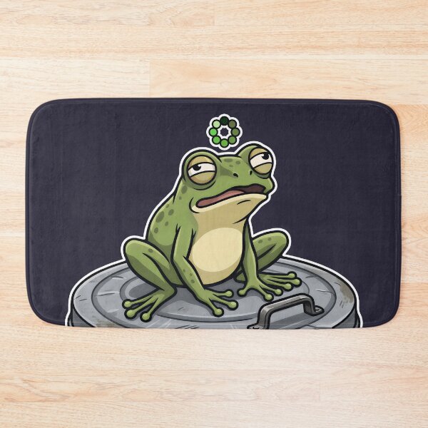 Item preview, Funny Tired Frog Sitting on Trash Can Lid Still Loading designed and sold by LinaValearte.