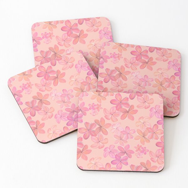 Item preview, Pink and Coral Plumeria on Pastel Peach designed and sold by PD-Coastal.