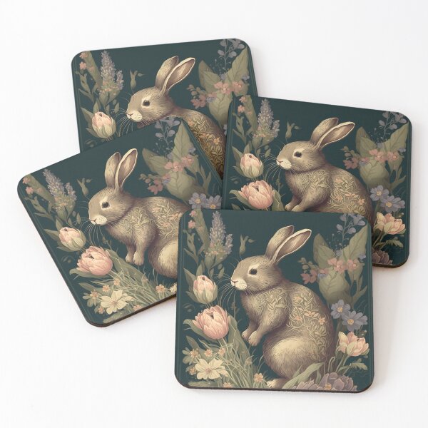 Item preview, Christos Anesti Floral Rabbit in a Vintage Garden, Bunny Spring Flowers designed and sold by EmeraldeaArt.