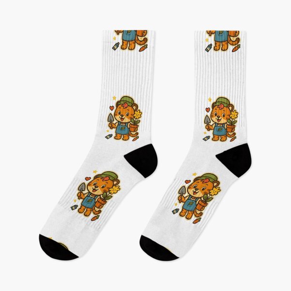 Item preview, Cute Gardener Tiger with Flower Pot – Whimsical Illustration designed and sold by Joyfulfabric.