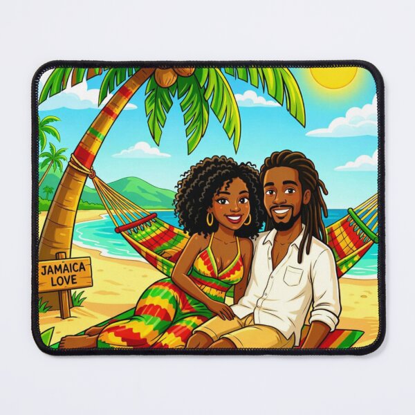 Item preview, Jamaican Love Couple Beach Vibes- Caribbean Romance Rasta Color Art  designed and sold by digitalbob60.