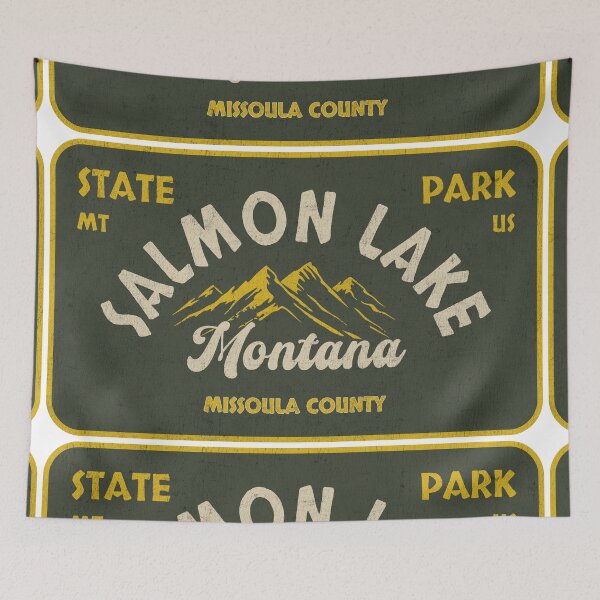 Item preview, Salmon Lake State Park, Missoula County, Montana, badge design designed and sold by Wanderful-roads.