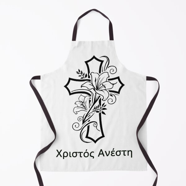 Item preview, Χριστός Ανέστη Lily Cross Line Art Elegant Floral Greek Easter Design designed and sold by EmeraldeaArt.