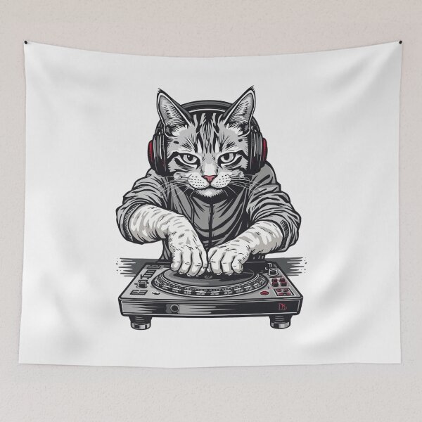 Item preview, Cool DJ Cat Mixing Music designed and sold by funnyshop222.