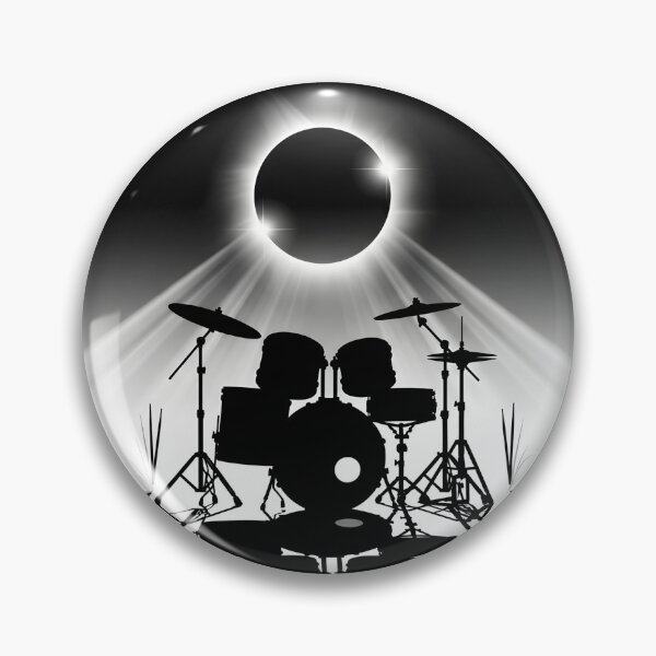 Item preview, Eclipse Drummer Silhouette – Aesthetic Drum Set Under Solar Eclipse designed and sold by CrimsonChords.