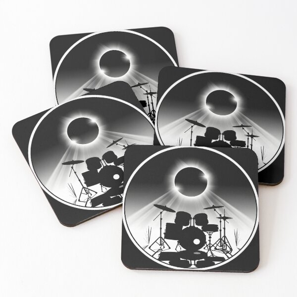 Item preview, Eclipse Drummer Silhouette – Aesthetic Drum Set Under Solar Eclipse designed and sold by CrimsonChords.
