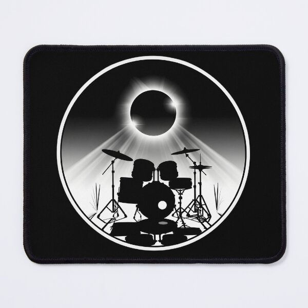 Item preview, Eclipse Drummer Silhouette – Aesthetic Drum Set Under Solar Eclipse designed and sold by CrimsonChords.