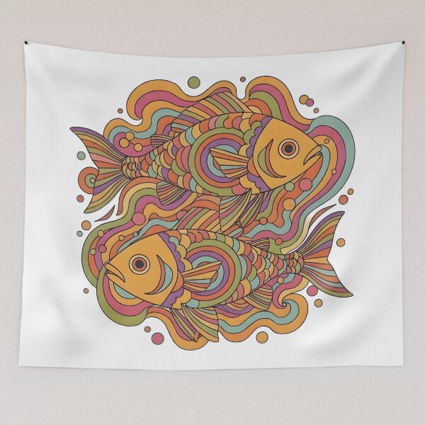 Item preview, Psychedelic Retro Fish 70s designed and sold by LMDIGITAL6.