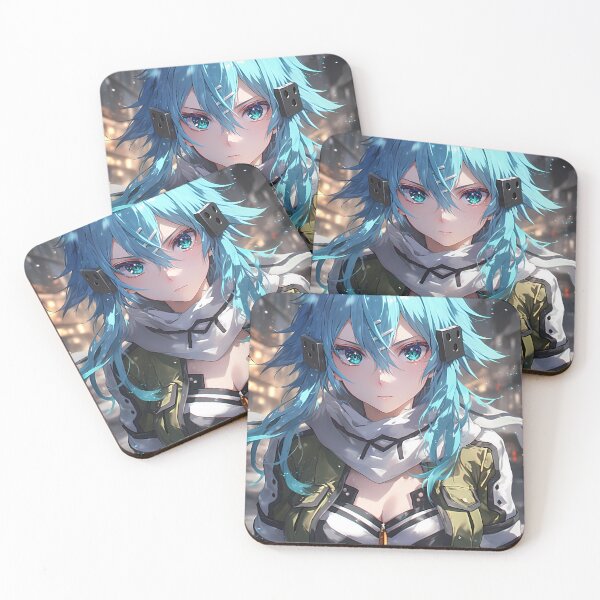 Item preview, Sinon Sword Art Online Blue Hair Winter City Lights Waifu designed and sold by earlobejerk.