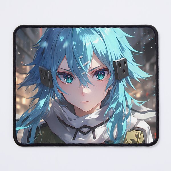 Item preview, Sinon Sword Art Online Blue Hair Winter City Lights Waifu designed and sold by earlobejerk.