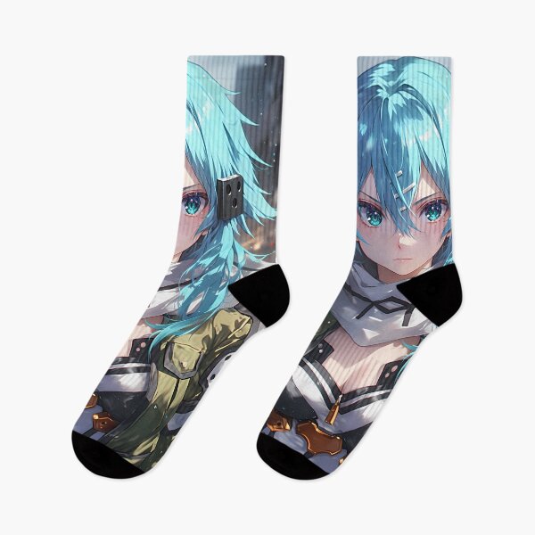 Item preview, Sinon Sword Art Online Blue Hair Winter City Lights Waifu designed and sold by earlobejerk.