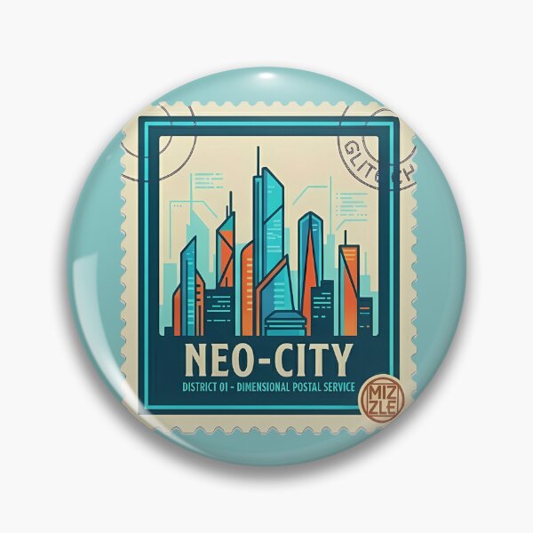 Item preview, District 01: Neo-City Stamp - Cyberpunk Anime Postal Service Sticker designed and sold by StudioMizzle.