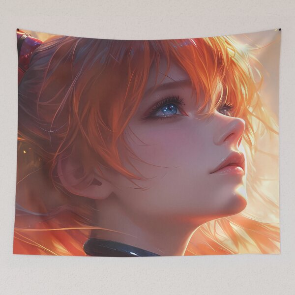 Item preview, Asuka Langley Soryu Neon Genesis Evangelion Golden Hour Closeup Portrait designed and sold by earlobejerk.
