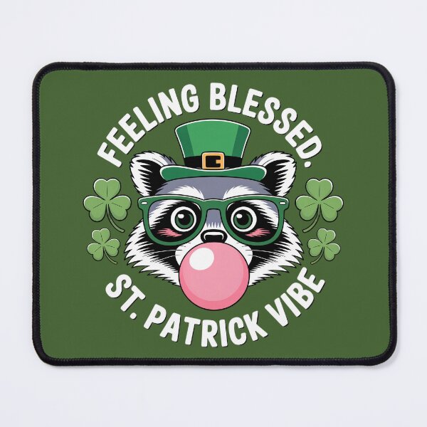 Item preview, Funny St. Patrick’s Day Raccoon – Feeling Blessed Shamrock Design designed and sold by SoftStyleStudio ⭐⭐⭐.