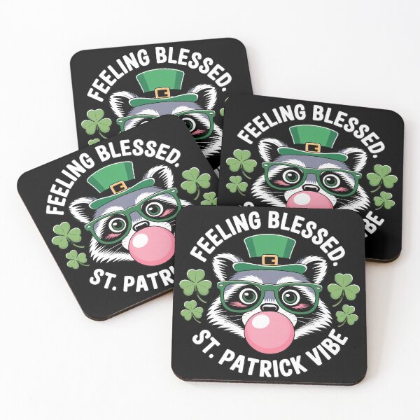 Item preview, Funny St. Patrick’s Day Raccoon – Feeling Blessed Shamrock Design designed and sold by SoftStyleStudio ⭐⭐⭐.