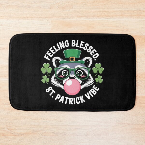 Item preview, Funny St. Patrick’s Day Raccoon – Feeling Blessed Shamrock Design designed and sold by SoftStyleStudio ⭐⭐⭐.