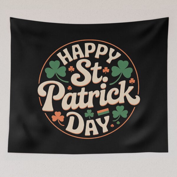 Item preview, Happy St. Patrick’s Day Retro Typography Shamrock Design designed and sold by SoftStyleStudio ⭐⭐⭐.