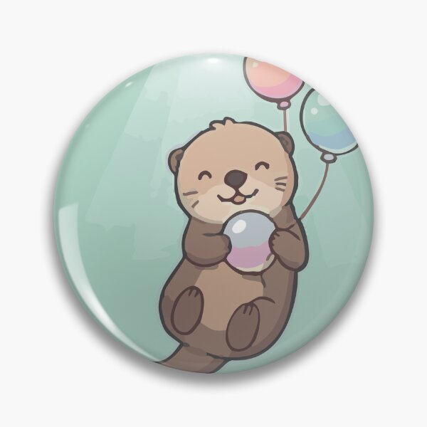 Item preview, Cute Floating Otter with Balloons Vintage Badge designed and sold by BestChoiceService.