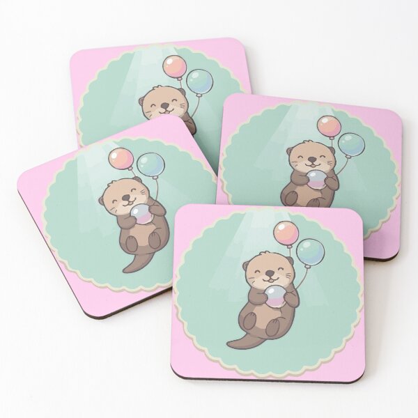 Item preview, Cute Floating Otter with Balloons Vintage Badge designed and sold by BestChoiceService.
