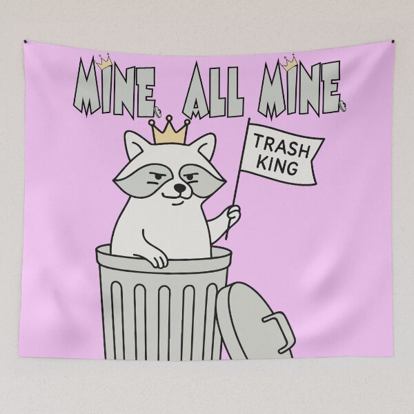 Item preview, Funny Cat King in Trash Can Illustration designed and sold by BestChoiceService.