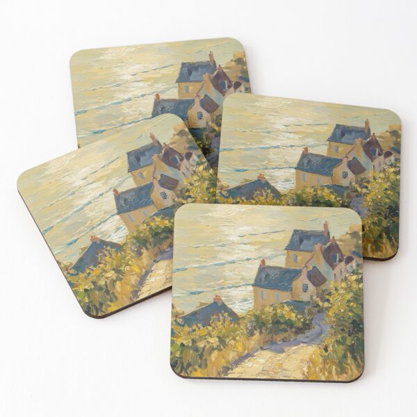 Item preview, French Coastal Village at – Impressionist Landscape designed and sold by CARRAANN.