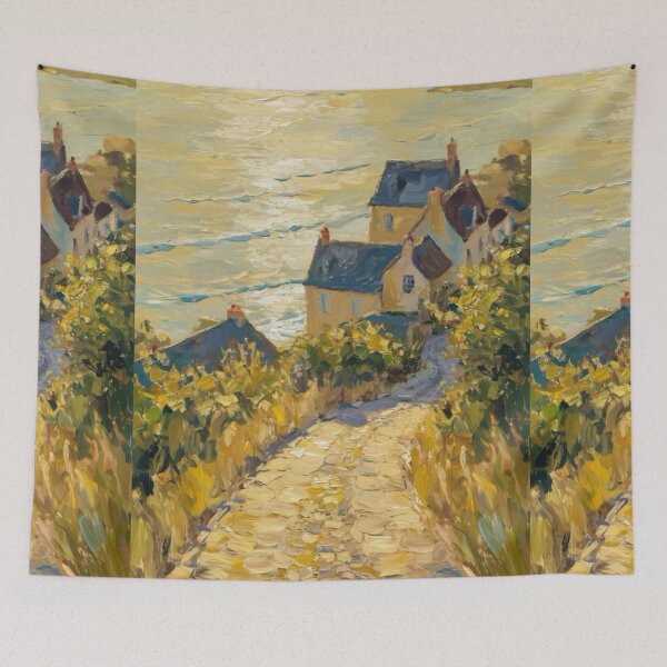 Item preview, French Coastal Village at – Impressionist Landscape designed and sold by CARRAANN.