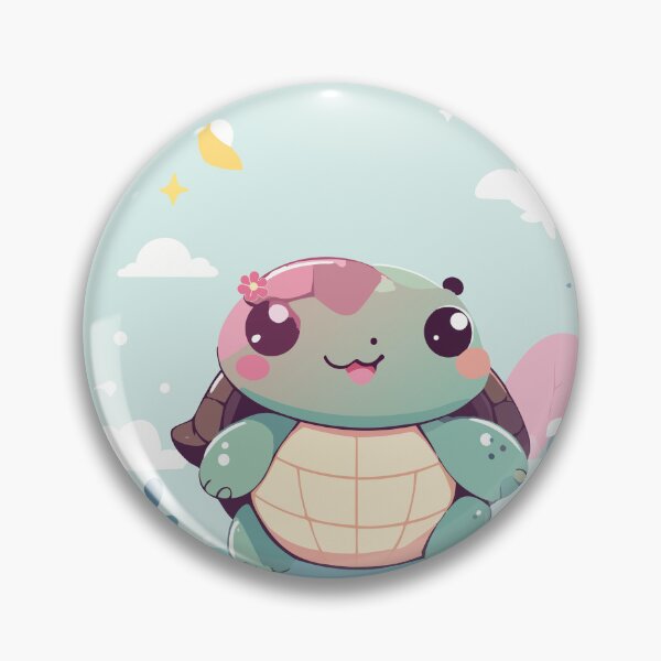 Artikelvorschau, Kawaii Meerschildkröte auf Wasser Abzeichen entworfen und verkauft von BestChoiceService.