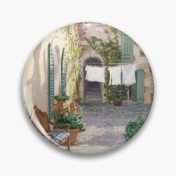 Item preview, Sunlit French Courtyard Scene | Provence Village Lifestyle Painting designed and sold by CARRAANN.